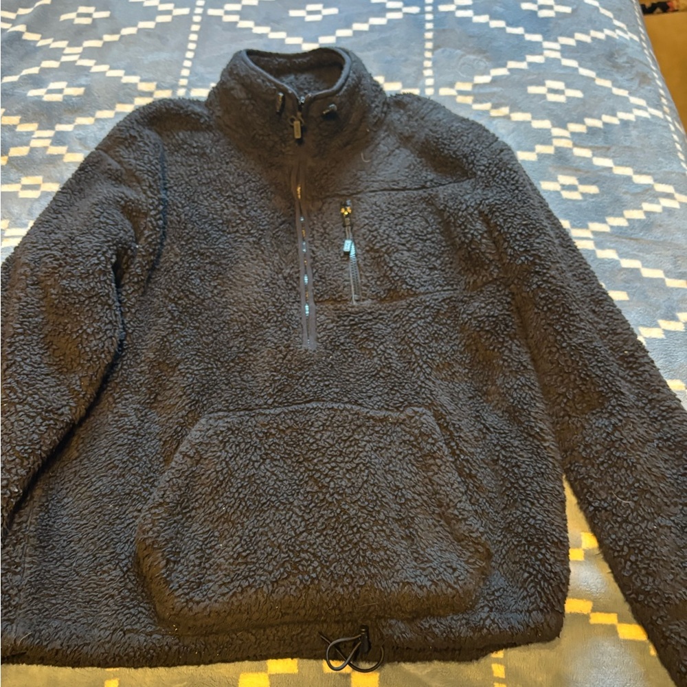 PINK black fluffy 1/4 zip